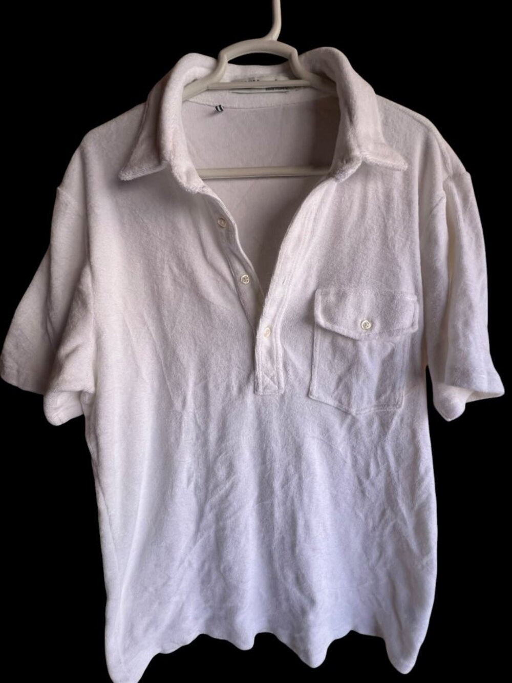 Criquet Terry Cloth Short Sleeve Polo Shirt White Small